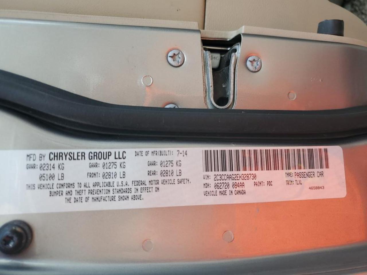 2014 Chrysler 300 VIN: 2C3CCAAG2EH328730 Lot: 68912144