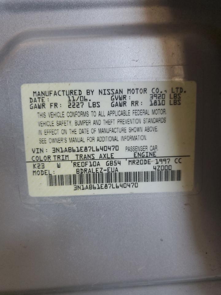 3N1AB61E87L640470 2007 Nissan Sentra 2.0