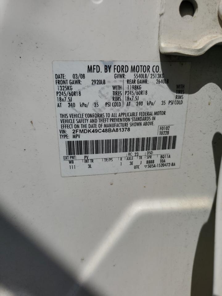 2008 Ford Edge Limited VIN: 2FMDK49C48BA81378 Lot: 68808944