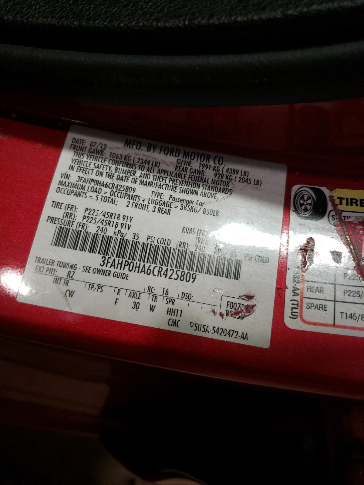 3FAHP0HA6CR425809 2012 Ford Fusion Se