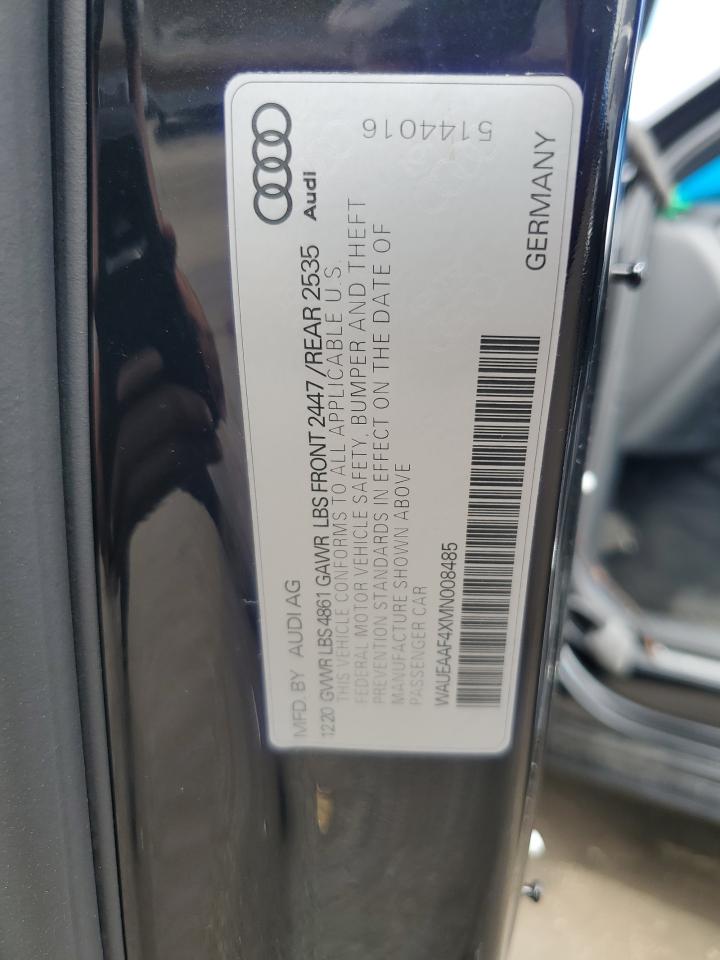 WAUEAAF4XMN008485 2021 Audi A4 Premium Plus 45