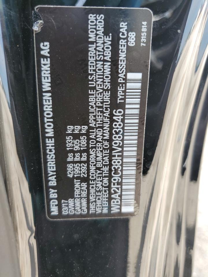 2017 BMW 230I VIN: WBA2F9C38HV983846 Lot: 66369934