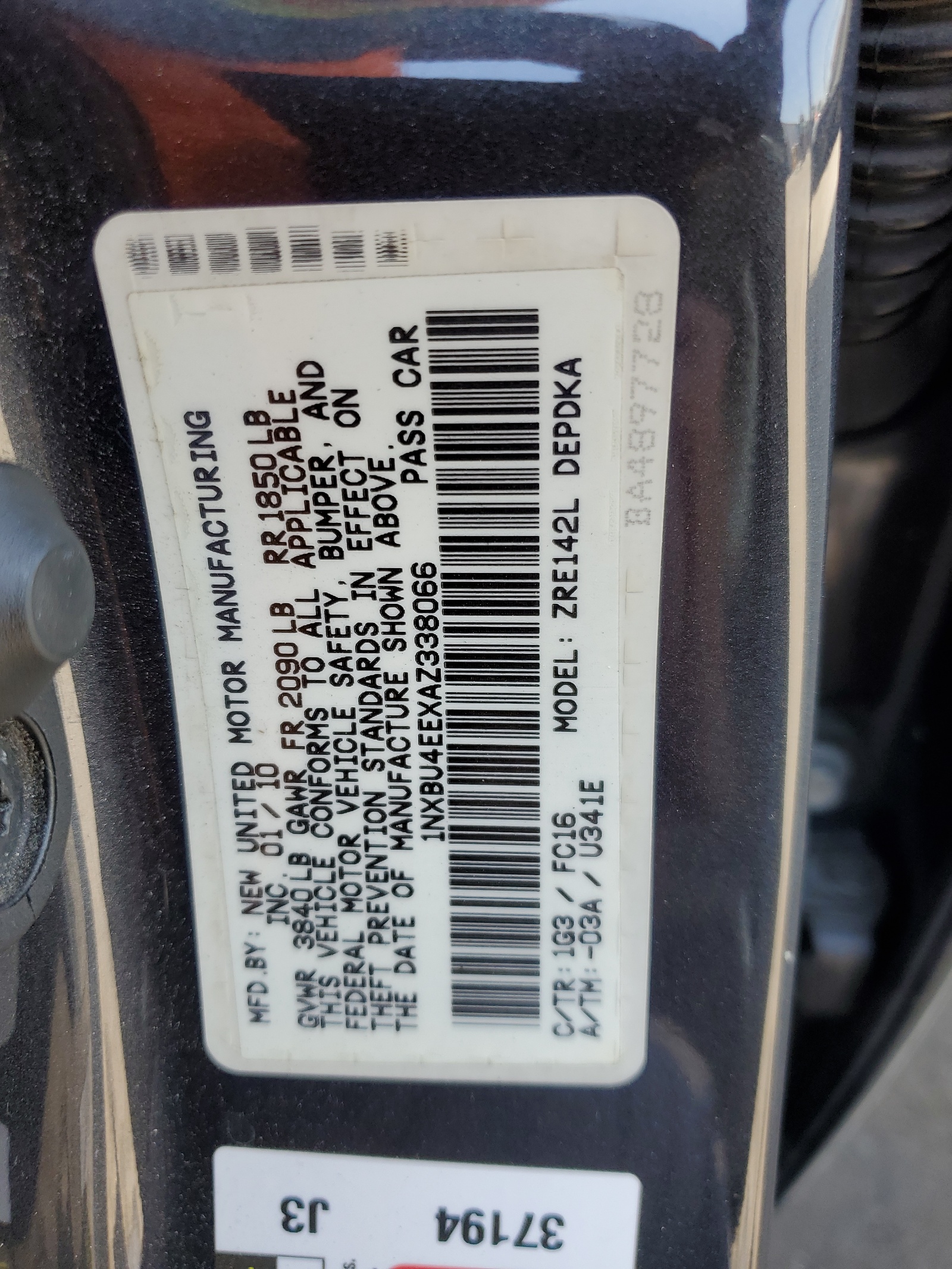 1NXBU4EEXAZ338066 2010 Toyota Corolla Base