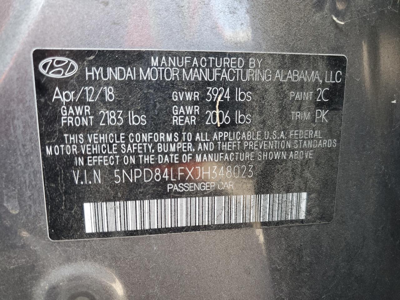 2018 Hyundai Elantra Sel VIN: 5NPD84LFXJH348023 Lot: 67175184