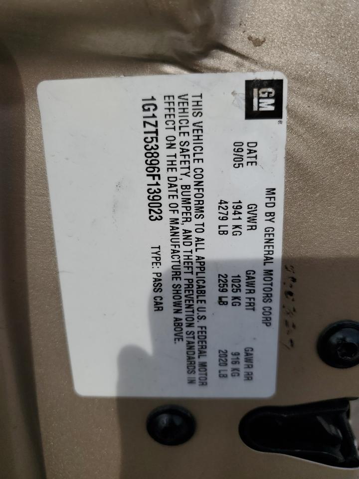 2006 Chevrolet Malibu Lt VIN: 1G1ZT53896F139023 Lot: 65812844