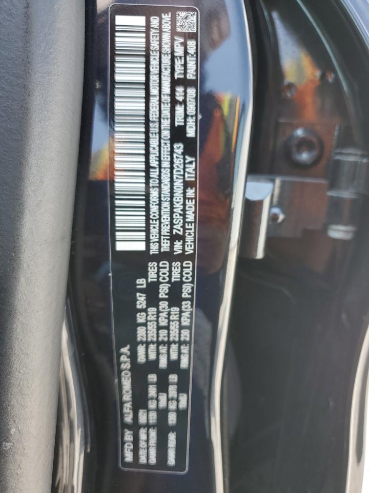 2022 Alfa Romeo Stelvio Ti VIN: ZASPAKBN0N7D26743 Lot: 68918594