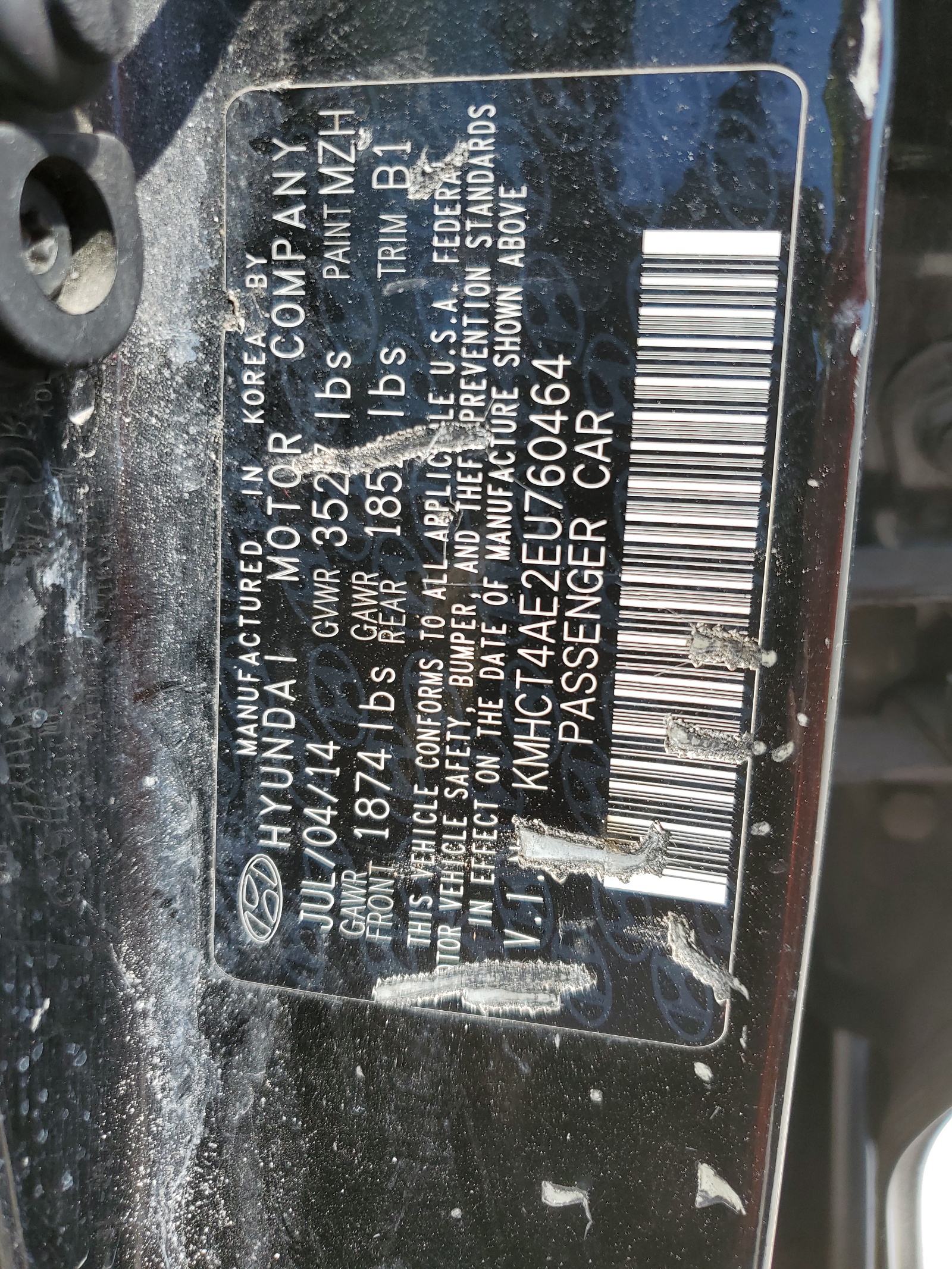 KMHCT4AE2EU760464 2014 Hyundai Accent Gls