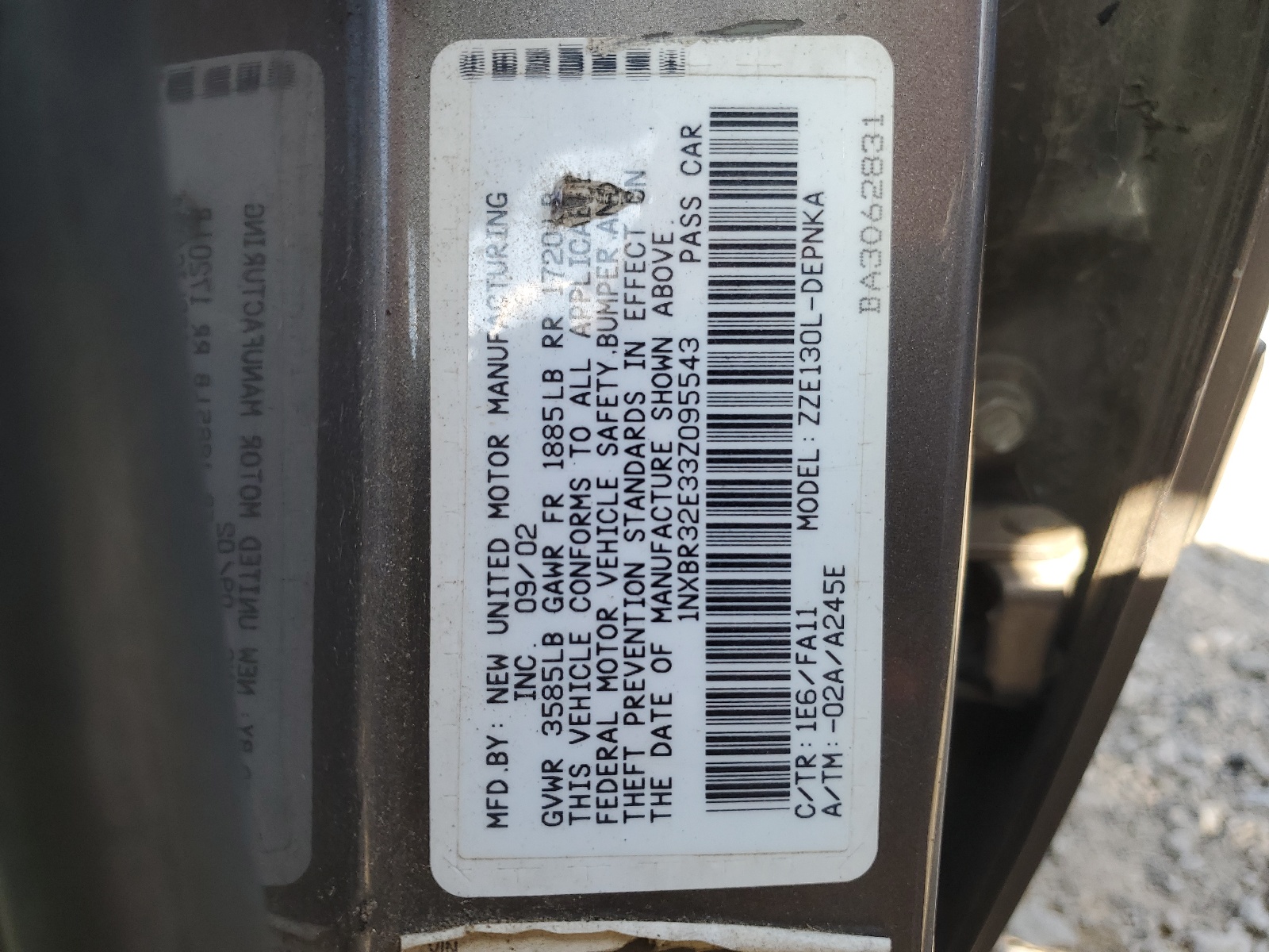 1NXBR32E33Z095543 2003 Toyota Corolla Ce