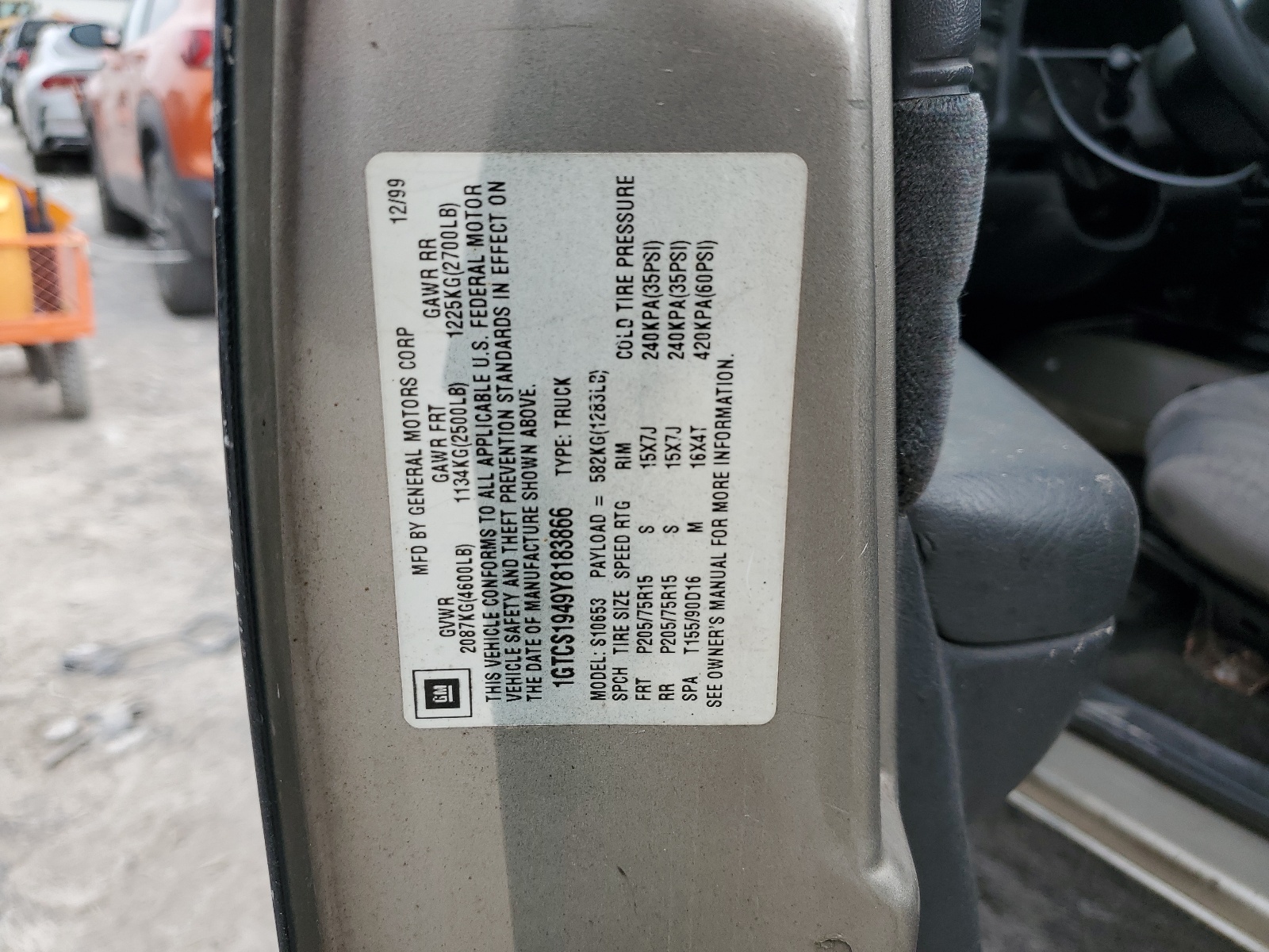 1GTCS1949Y8183866 2000 GMC Sonoma