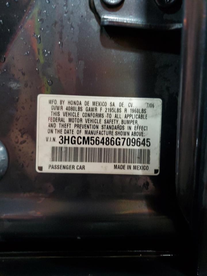 2006 Honda Accord Lx VIN: 3HGCM56486G709645 Lot: 66378974