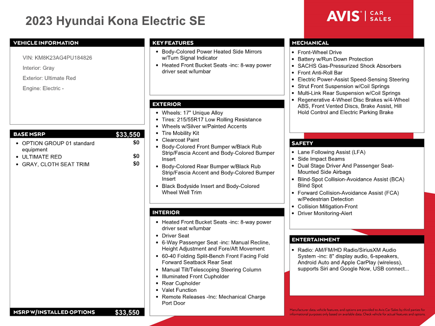 KM8K23AG4PU184826 2023 Hyundai Kona Se