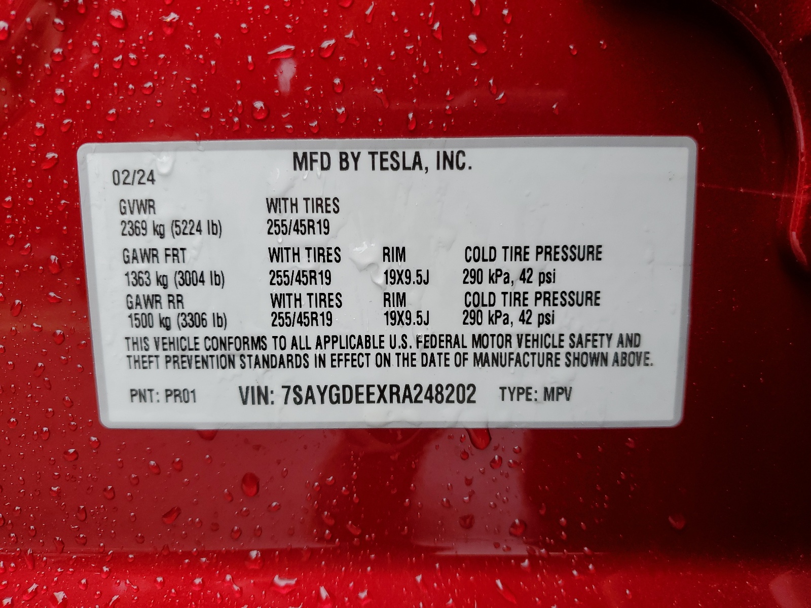 7SAYGDEEXRA248202 2024 Tesla Model Y