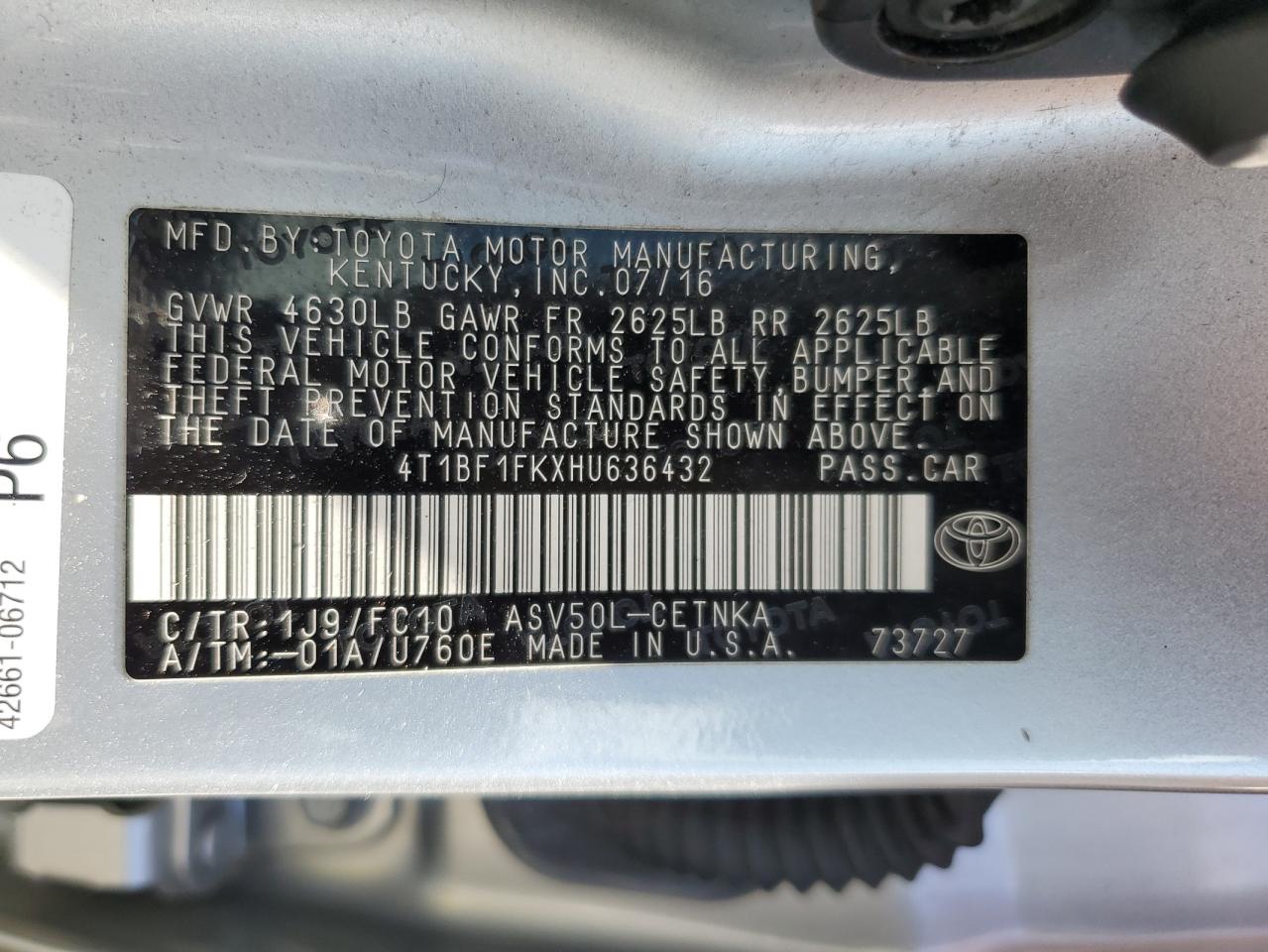 4T1BF1FKXHU636432 2017 Toyota Camry Le