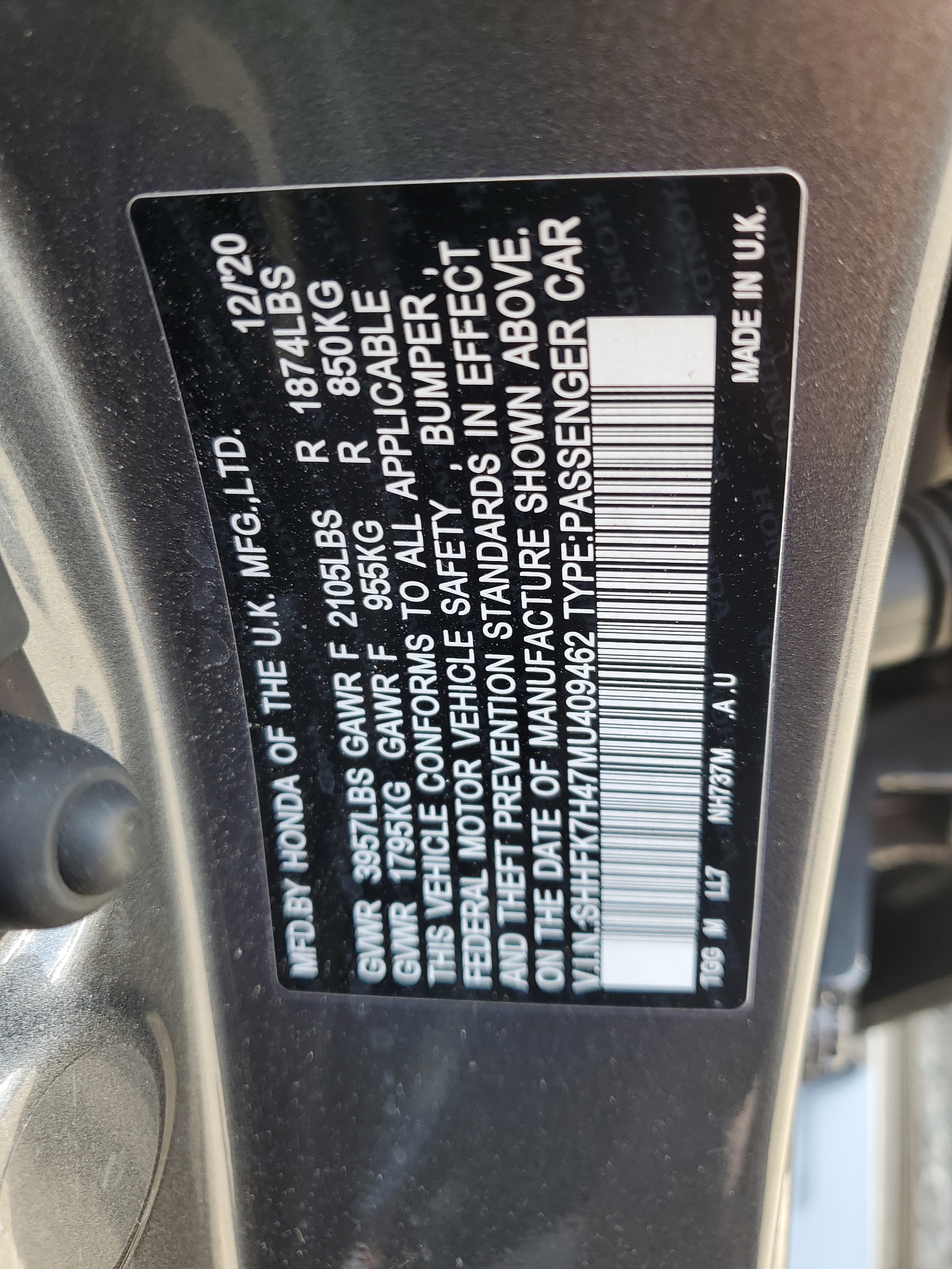 SHHFK7H47MU409462 2021 Honda Civic Sport SHHFK7H47MU409462 2021 Honda Civic Sport