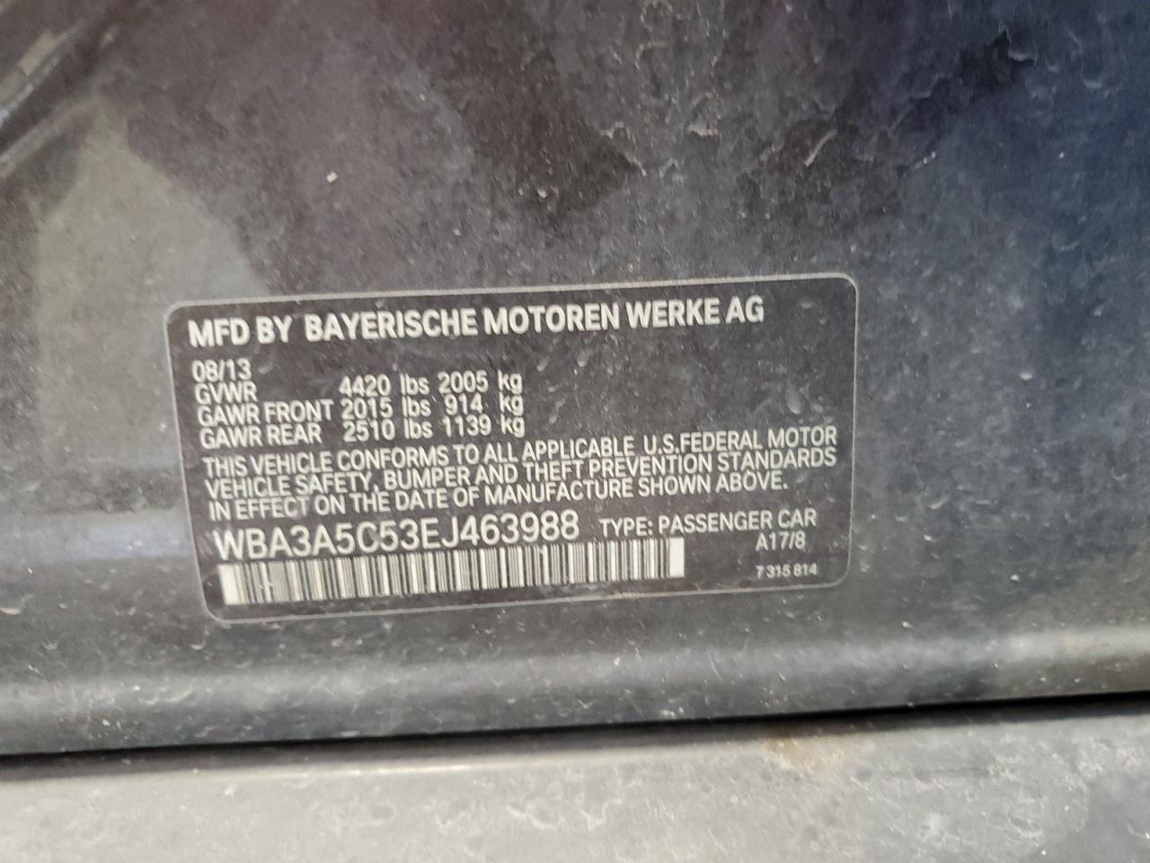 WBA3A5C53EJ463988 2014 BMW 328 I