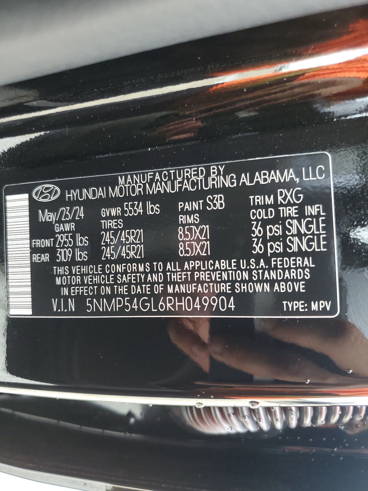 5NMP54GL6RH049904 2024 Hyundai Santa Fe Calligraphy