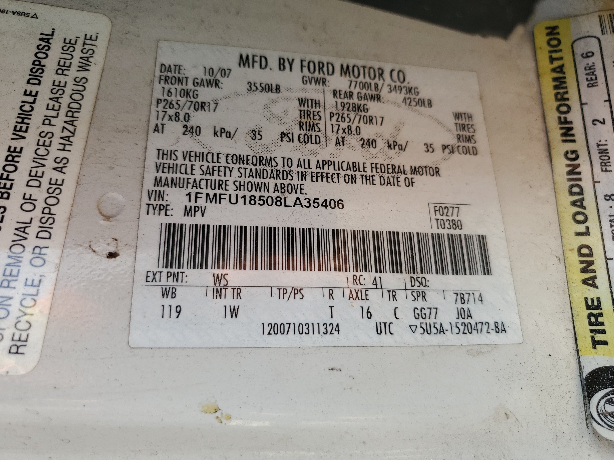 1FMFU18508LA35406 2008 Ford Expedition Eddie Bauer