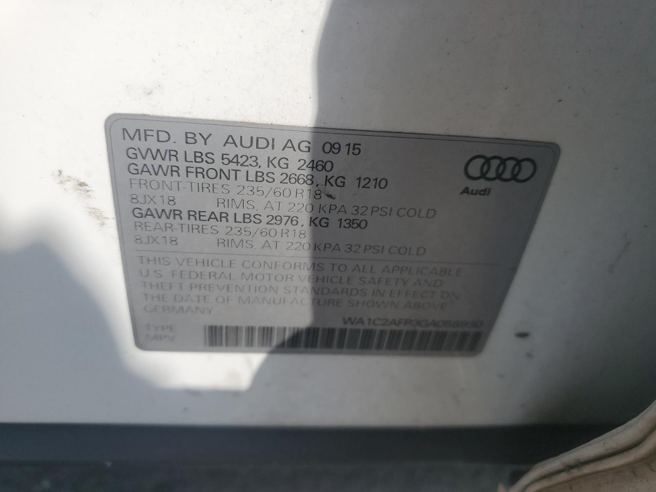 WA1C2AFP3GA058930 2016 AUDI Q5 - Image 13