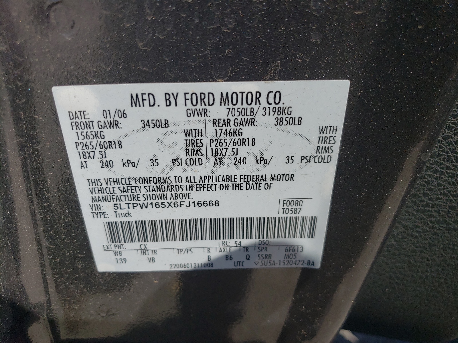 5ltpw165x6fj16668 5LTPW165X6FJ16668 2006 Lincoln Mark Lt