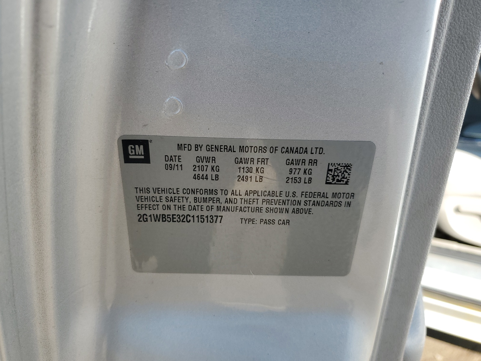 2G1WB5E32C1151377 2012 Chevrolet Impala Lt