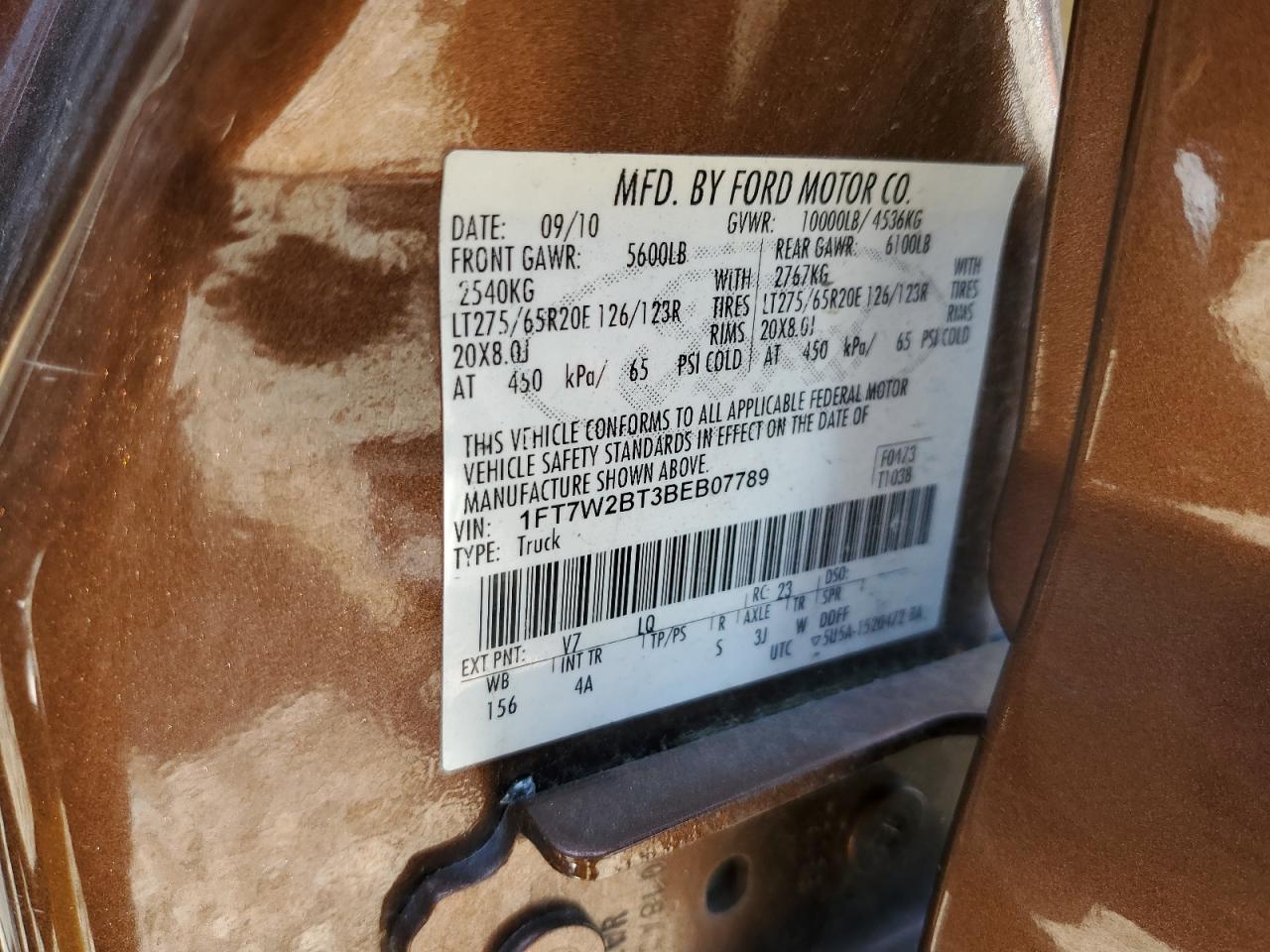 1FT7W2BT3BEB07789 2011 Ford F250 Super Duty