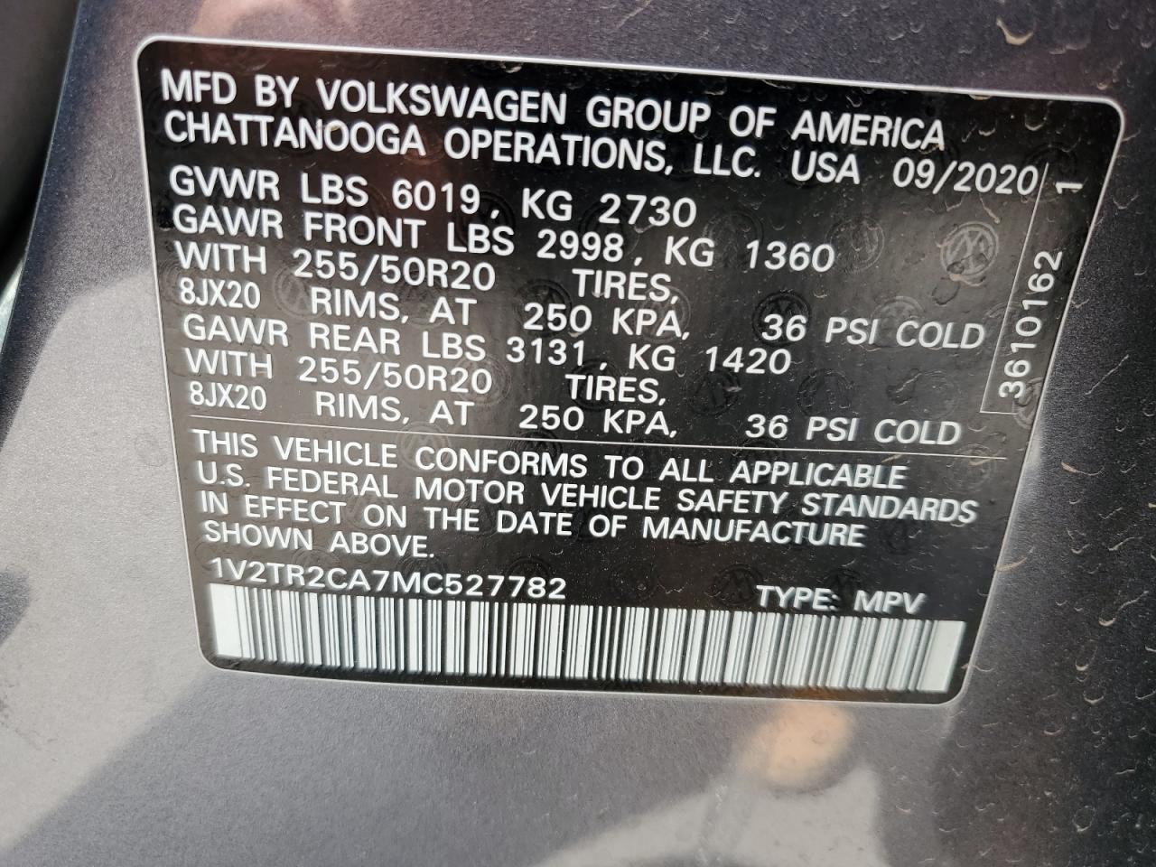 1V2TR2CA7MC527782 2021 VOLKSWAGEN ATLAS - Image 13