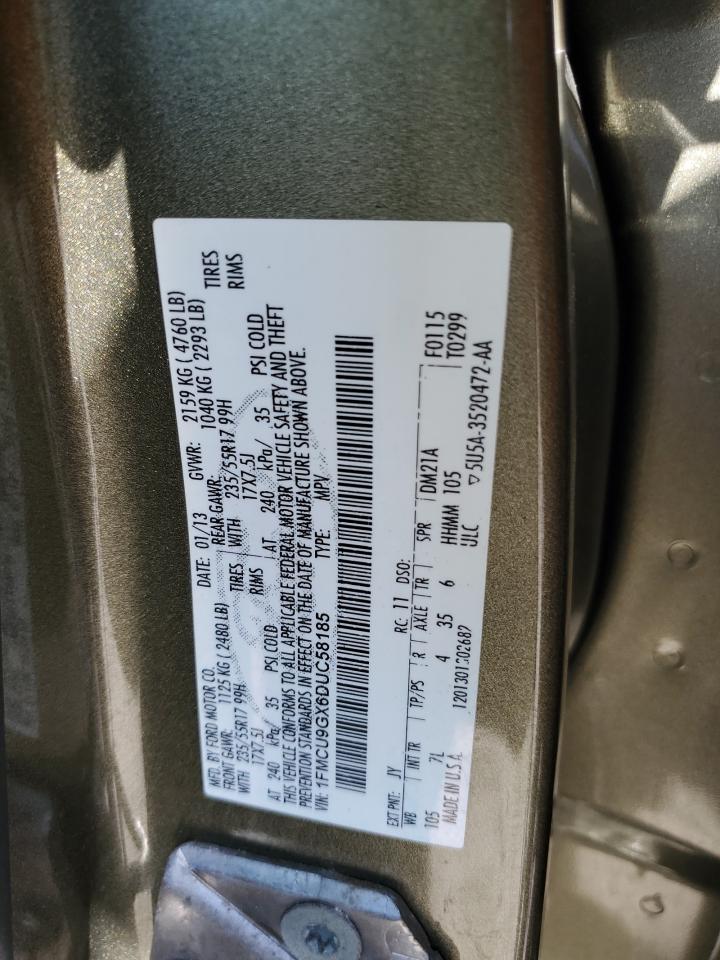 2013 Ford Escape Se VIN: 1FMCU9GX6DUC58185 Lot: 68212794