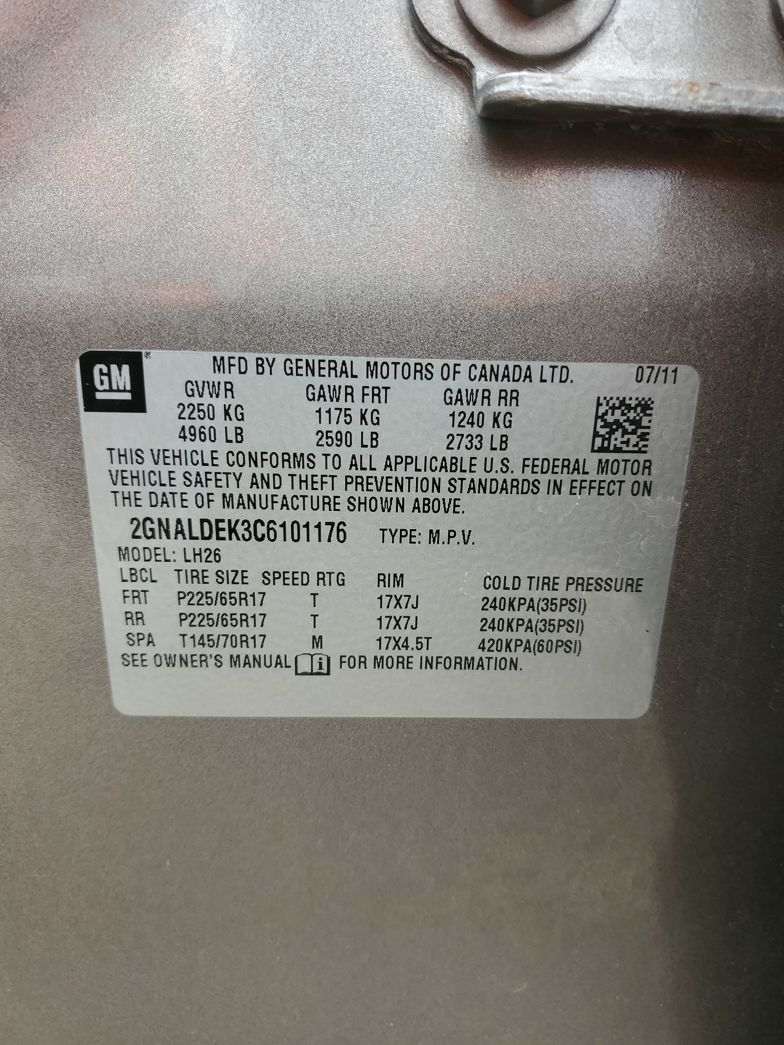 2GNALDEK3C6101176 2012 Chevrolet Equinox Lt