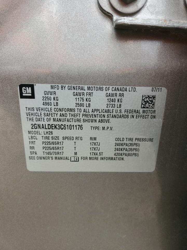 2012 Chevrolet Equinox Lt VIN: 2GNALDEK3C6101176 Lot: 67499484