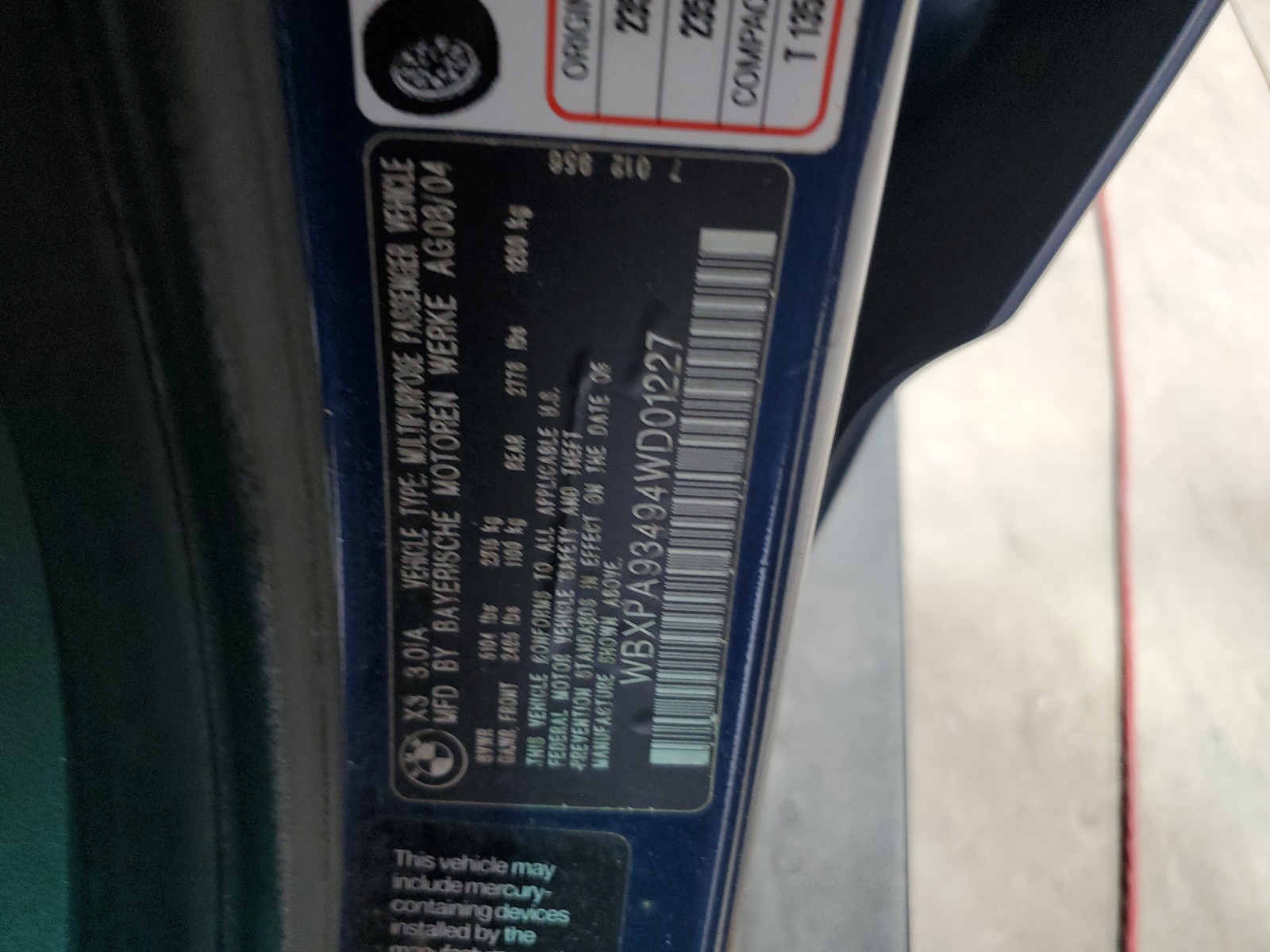 WBXPA93494WD01227 2004 BMW X3 3.0I