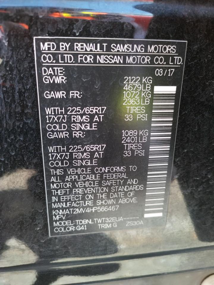 2017 Nissan Rogue S VIN: KNMAT2MV4HP566467 Lot: 64706244