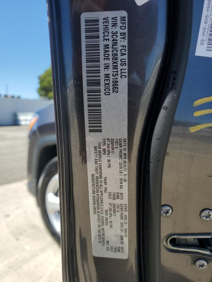 2021 Jeep Compass Latitude VIN: 3C4NJCBBXMT518662 Lot: 68385474