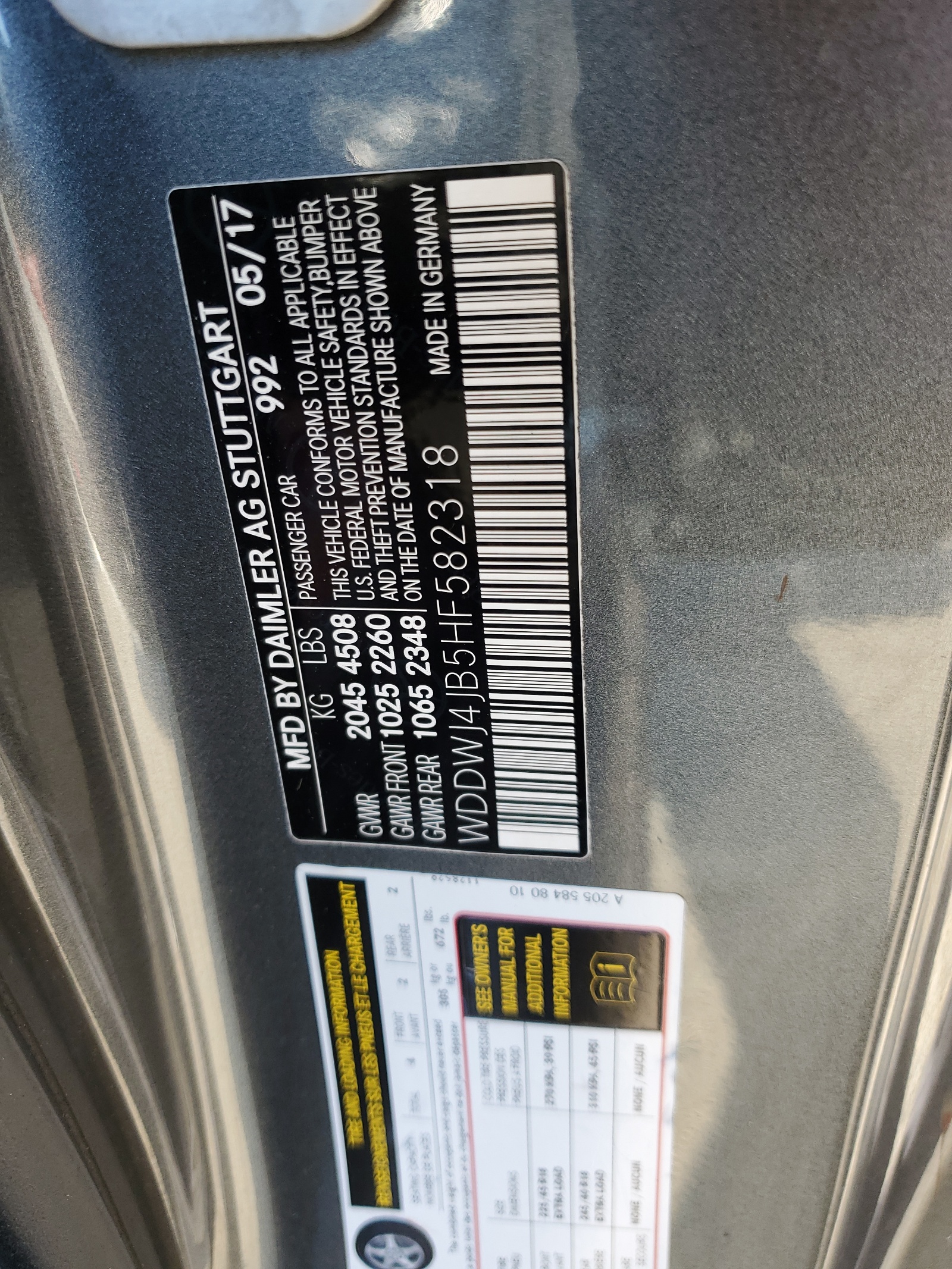 WDDWJ4JB5HF582318 2017 Mercedes-Benz C 300