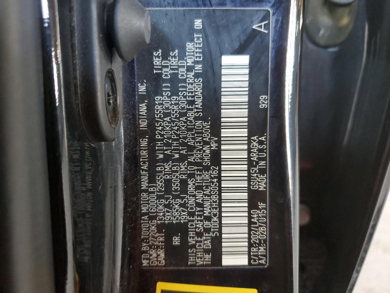 2011 Toyota Highlander Limited VIN: 5TDDK3EH3BS054162 Lot: 66579884