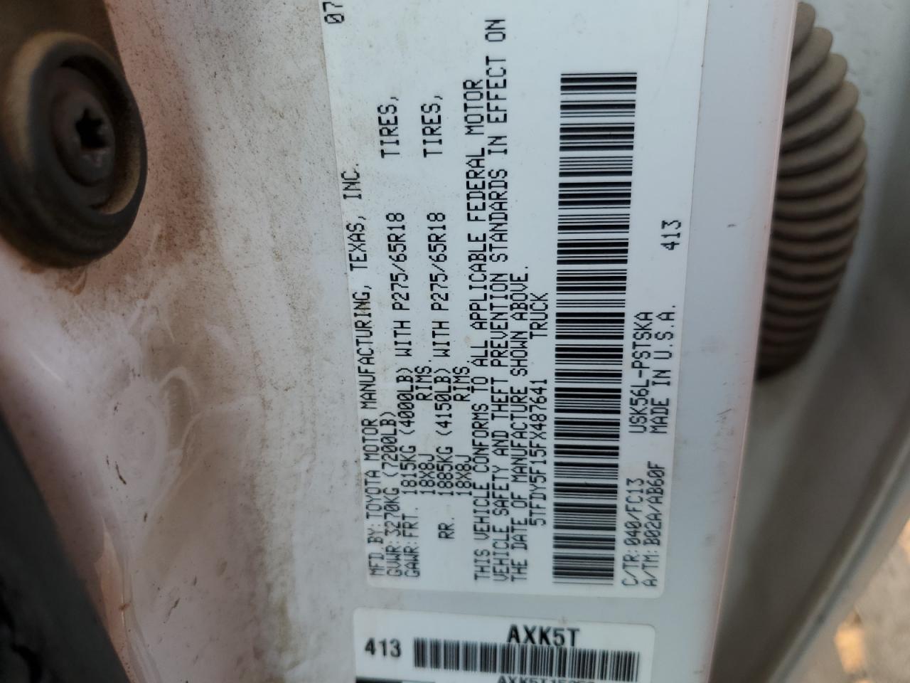 5TFDY5F15FX487641 2015 Toyota Tundra Crewmax Sr5