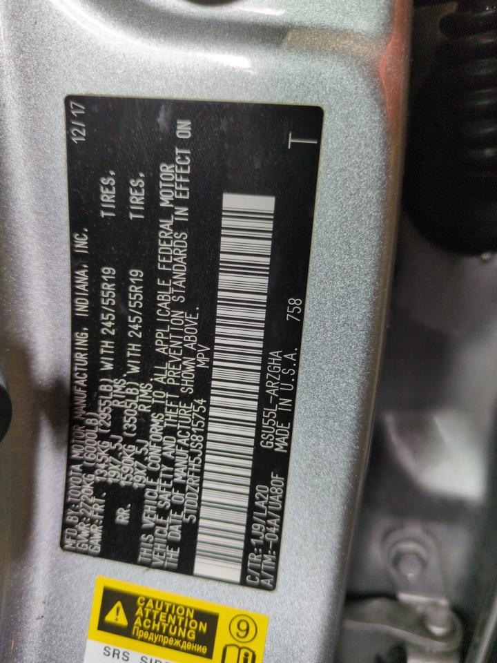 2018 Toyota Highlander Limited VIN: 5TDDZRFH5JS815754 Lot: 68370294