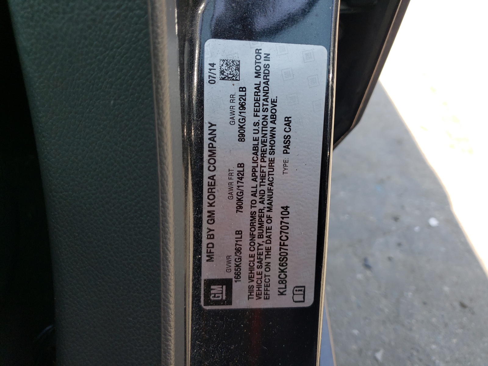 KL8CK6S07FC707104 2015 Chevrolet Spark Ev 1Lt