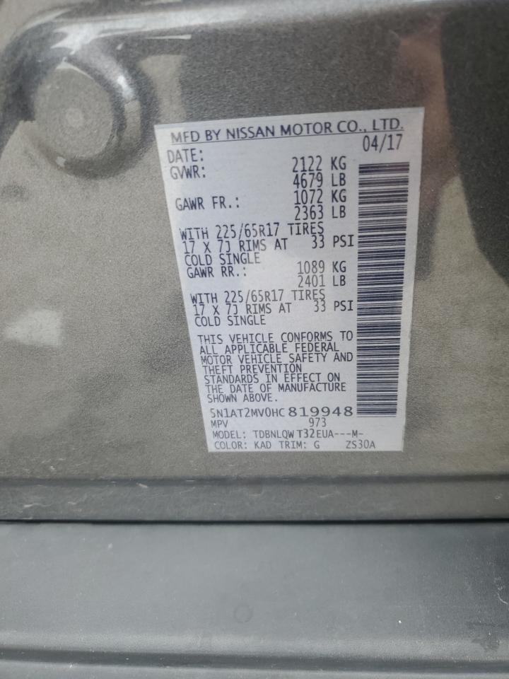 5N1AT2MV0HC819948 2017 Nissan Rogue Sv