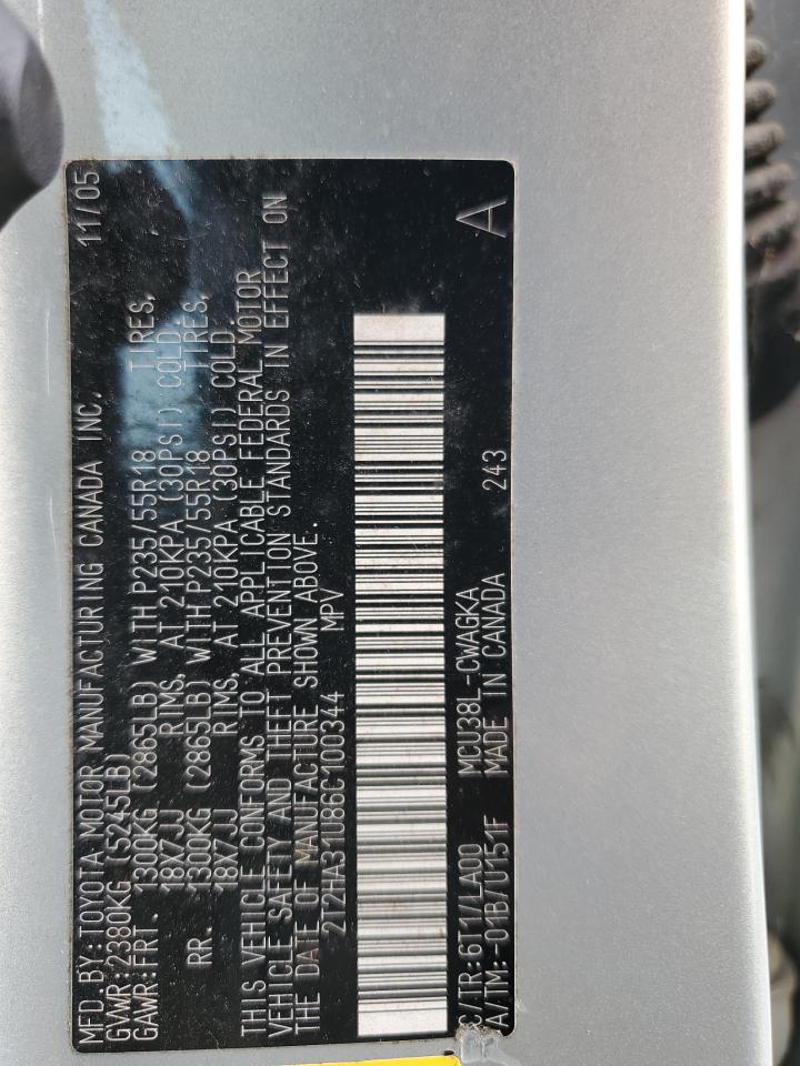 2006 Lexus Rx 330 VIN: 2T2HA31U86C100344 Lot: 66151784