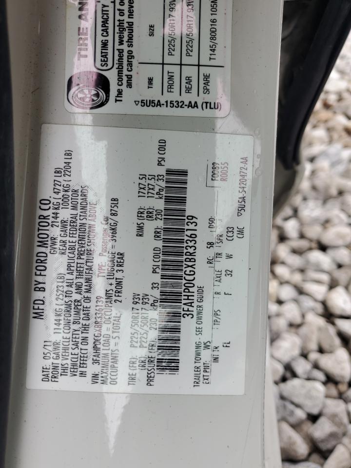 2011 Ford Fusion Sel VIN: 3FAHP0CGXBR336139 Lot: 66084074