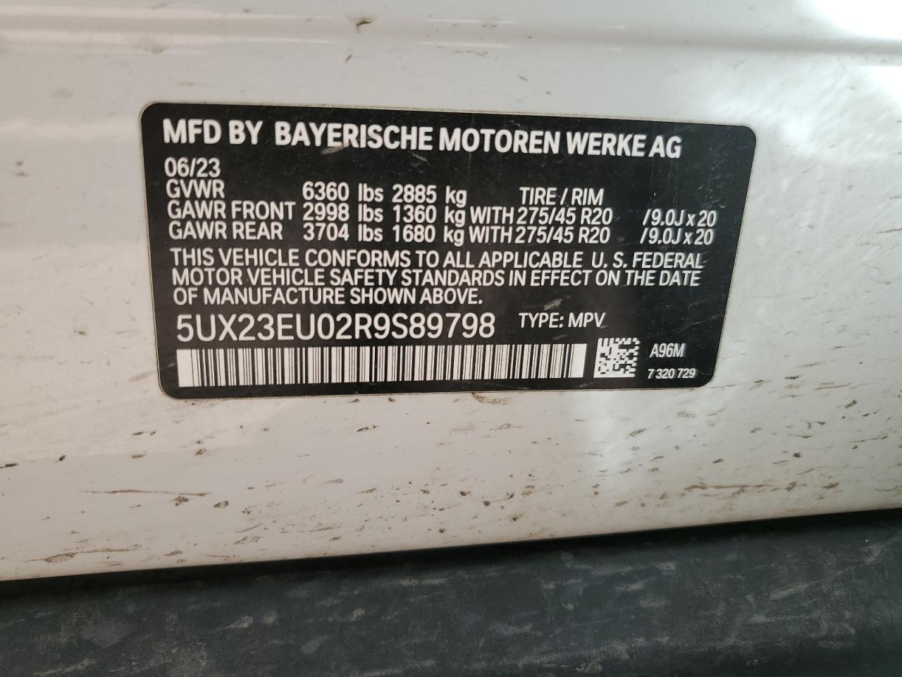 2024 BMW X5 xDrive40I VIN: 5UX23EU02R9S89798 Lot: 67872864