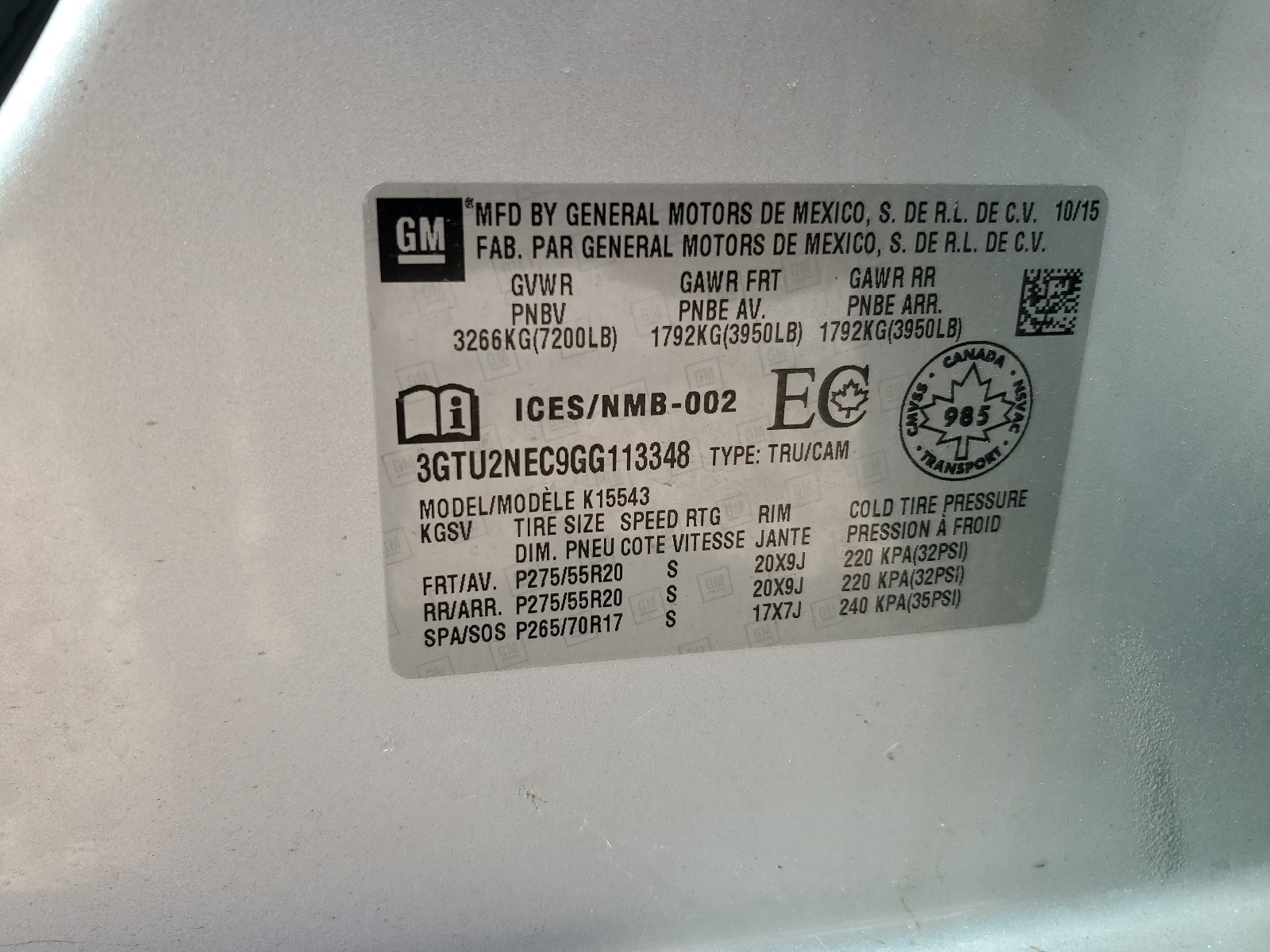 3GTU2NEC9GG113348 2016 GMC Sierra K1500 Slt