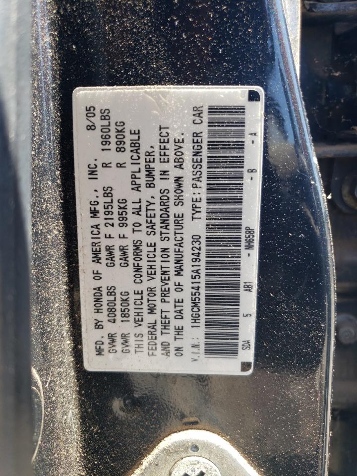 2005 Honda Accord Lx VIN: 1HGCM55415A194230 Lot: 69142064