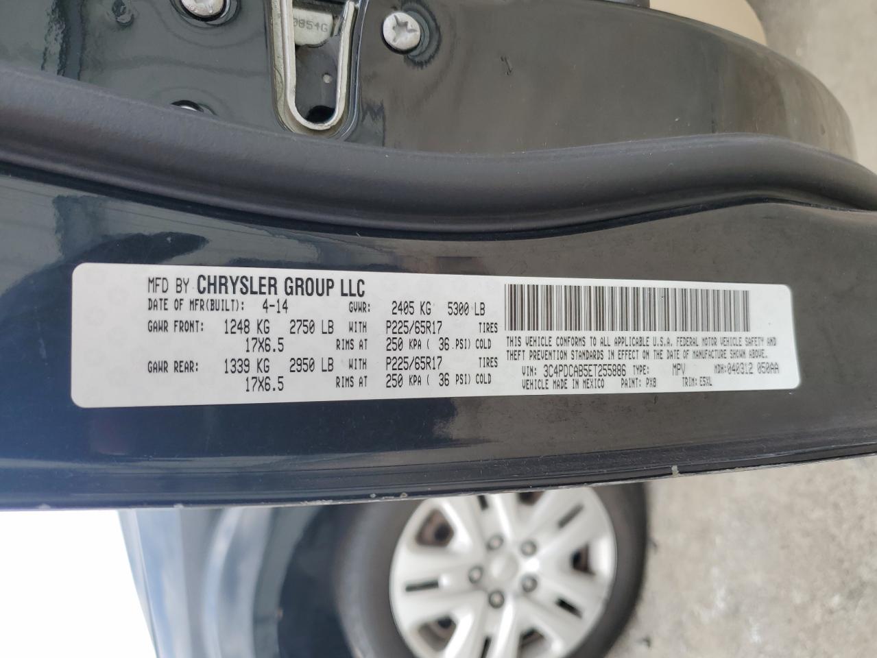 2014 Dodge Journey Se VIN: 3C4PDCAB5ET255886 Lot: 81601545