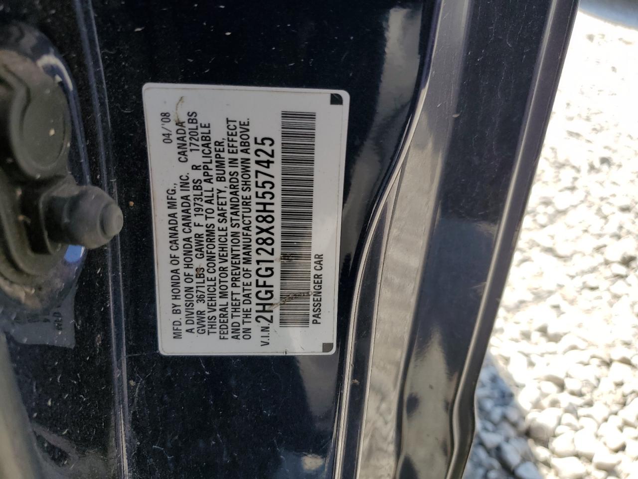 2008 Honda Civic Ex VIN: 2HGFG128X8H557425 Lot: 68111224