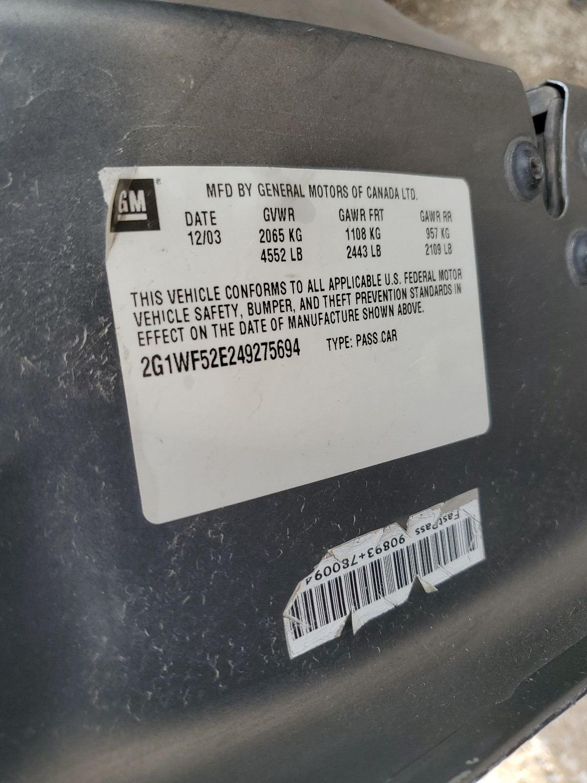 2G1WF52E249275694 2004 Chevrolet Impala