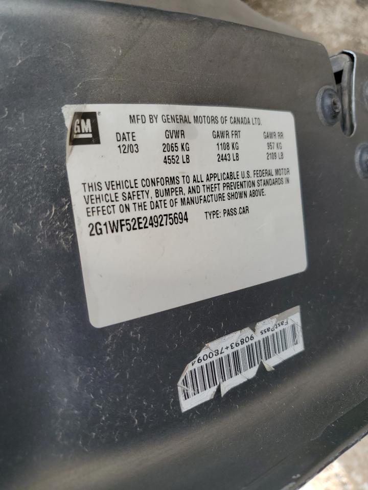 2004 Chevrolet Impala VIN: 2G1WF52E249275694 Lot: 68511984