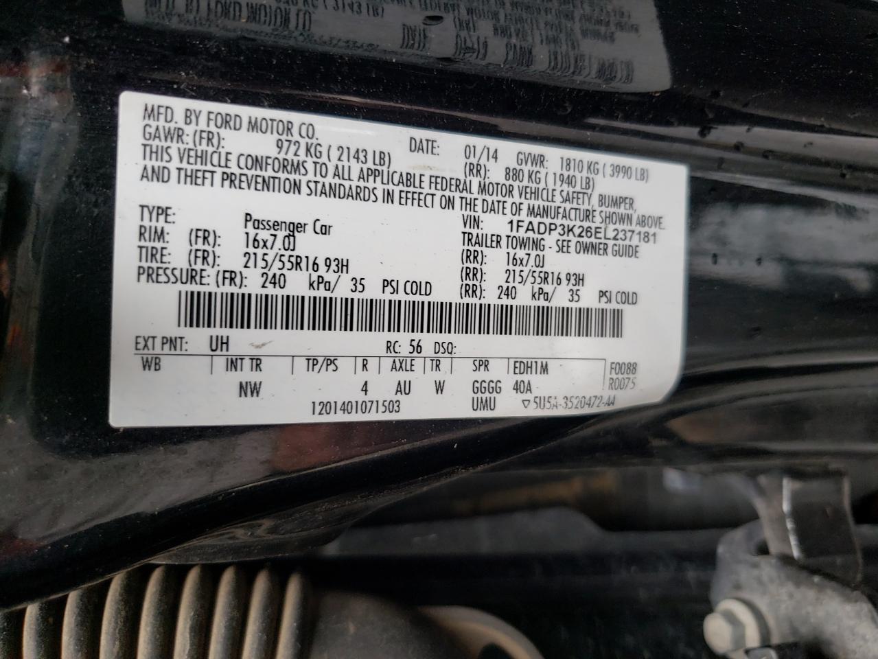 1FADP3K26EL237181 2014 Ford Focus Se