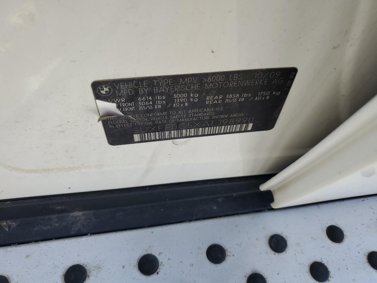 2010 BMW X5 xDrive35D VIN: 5UXFF0C5XALJ98990 Lot: 66377744