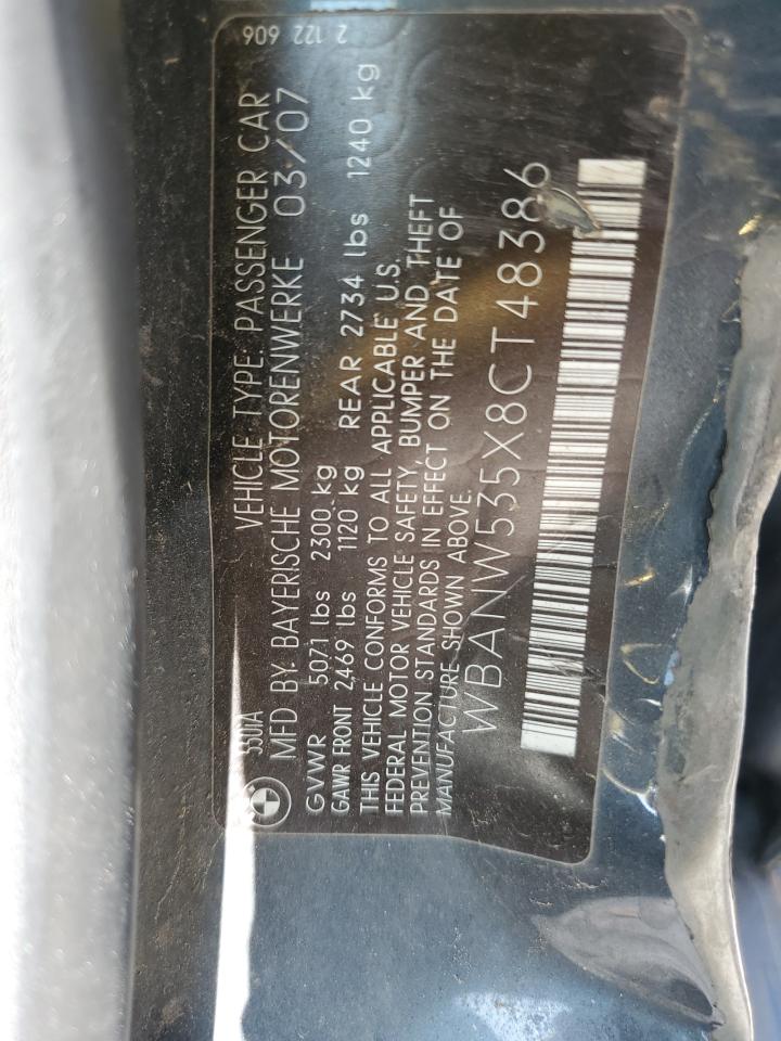 2008 BMW 550 I VIN: WBANW535X8CT48386 Lot: 66479204